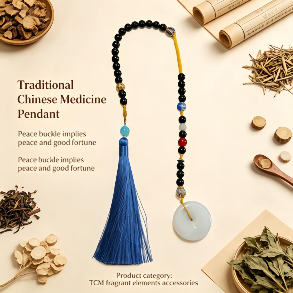 Helong Incense Safety Buckle  Pendant, Natural Herbal Fragrance Tablet Hanging Chain with Sandalwood & Agarwood, Aroma Ornament for Energy Support & Fatigue Relief &mdash; View 1