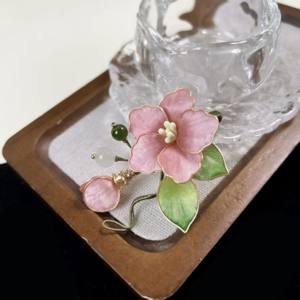 Handmade Chinese Intangible Cultural Heritage Velvet Flower, Soft Pink Tender Floral Brooch & Hair Clip, Versatile Accessory for Gentle Elegant Look 1pcs — View 4