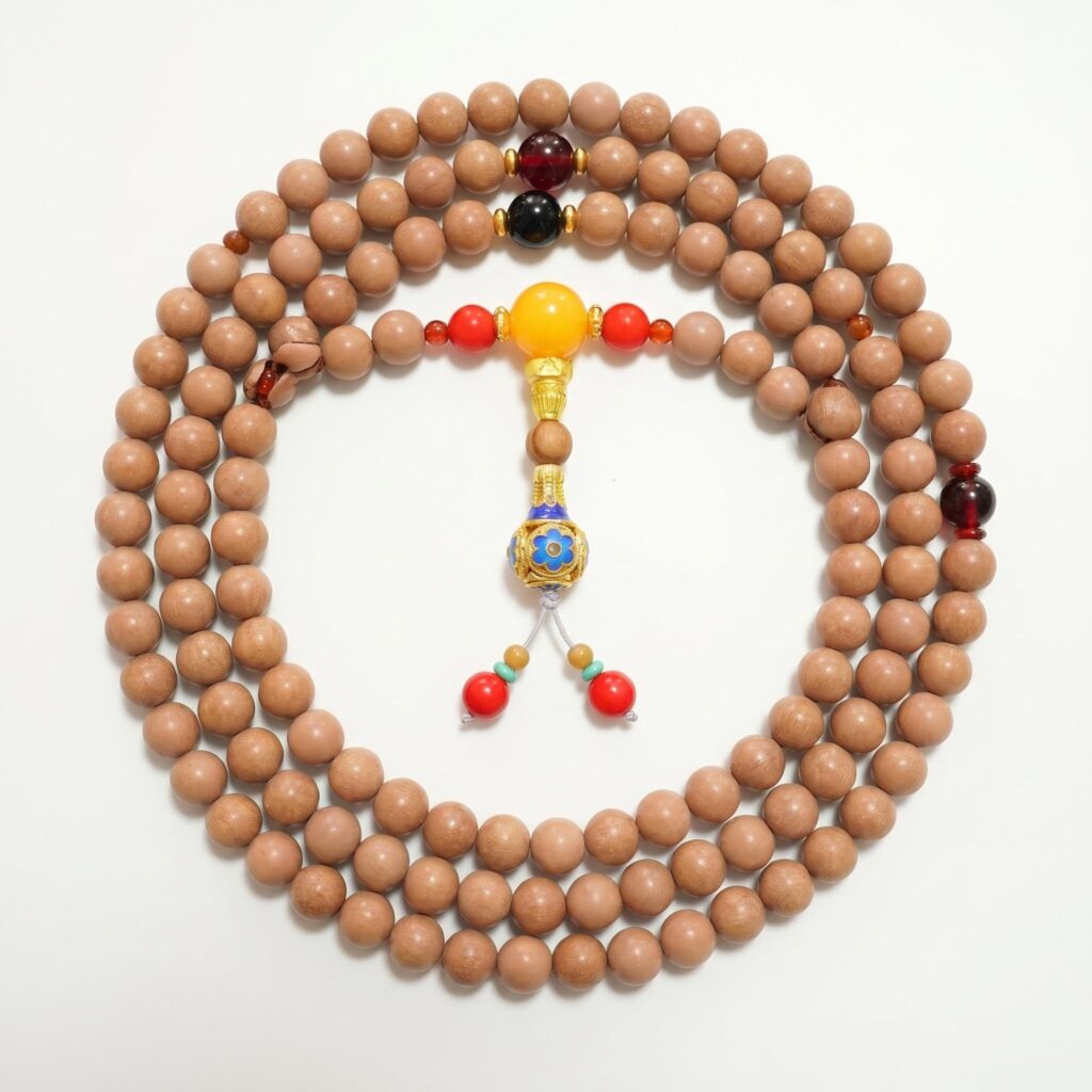White Dragon Deep Abyss Herbal Mala 108 Beads, Traditional Chinese Medicine Prayer Beads for Meditation, Chanting, Calming Mind & Clearing Negative Energy &mdash; View 3