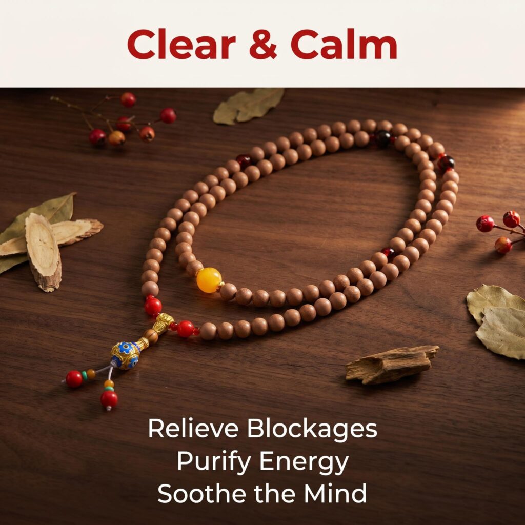 White Dragon Deep Abyss Herbal Mala 108 Beads, Traditional Chinese Medicine Prayer Beads for Meditation, Chanting, Calming Mind & Clearing Negative Energy &mdash; View 1