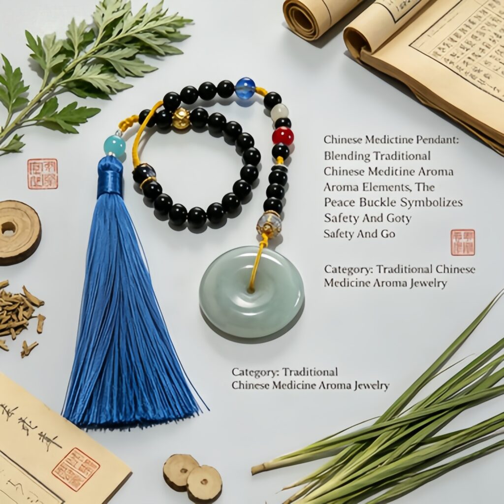 Helong Incense Safety Buckle  Pendant, Natural Herbal Fragrance Tablet Hanging Chain with Sandalwood & Agarwood, Aroma Ornament for Energy Support & Fatigue Relief &mdash; View 2