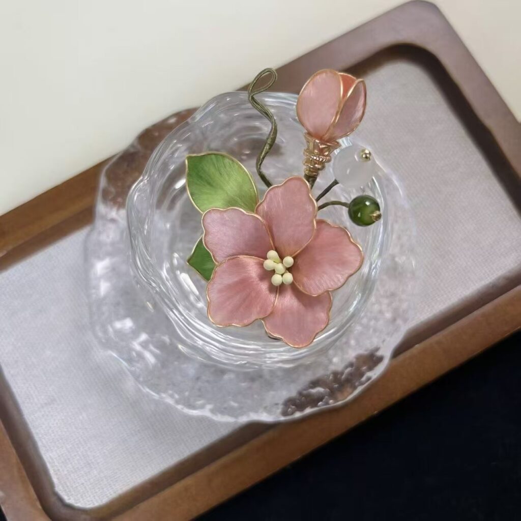 Handmade Chinese Intangible Cultural Heritage Velvet Flower, Soft Pink Tender Floral Brooch & Hair Clip, Versatile Accessory for Gentle Elegant Look 1pcs — View 5