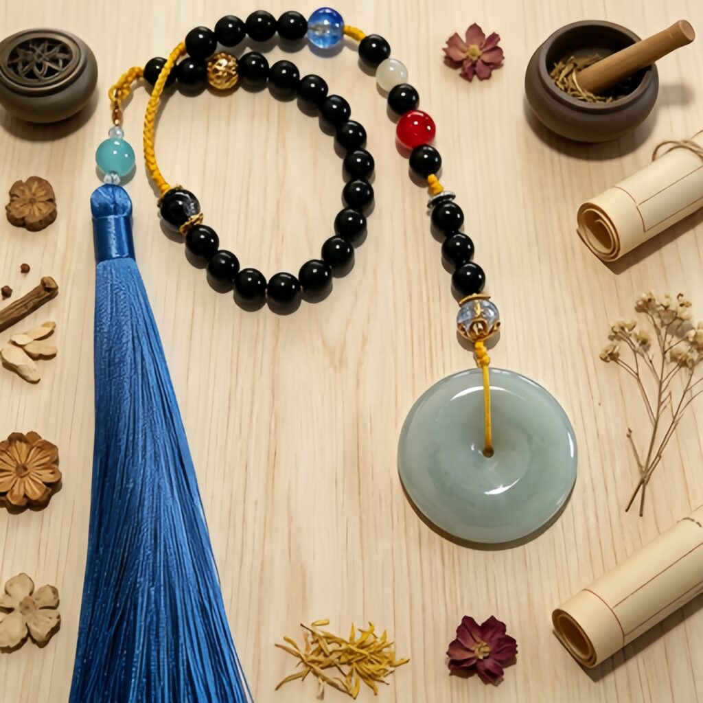 Helong Incense Safety Buckle  Pendant, Natural Herbal Fragrance Tablet Hanging Chain with Sandalwood & Agarwood, Aroma Ornament for Energy Support & Fatigue Relief &mdash; View 3