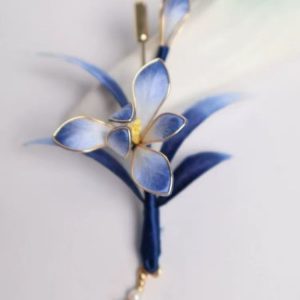 Orchid Velvet Flower Brooch
