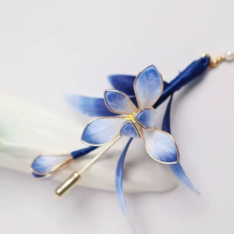 Orchid Velvet Flower Brooch — View 2