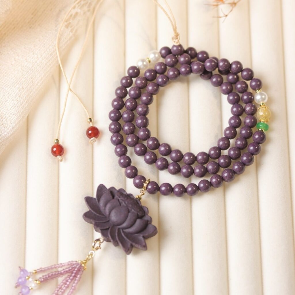 Traditional Herbal Aromatherapy Necklace | Handmade Lotus Incense Bead Pendant — View 3