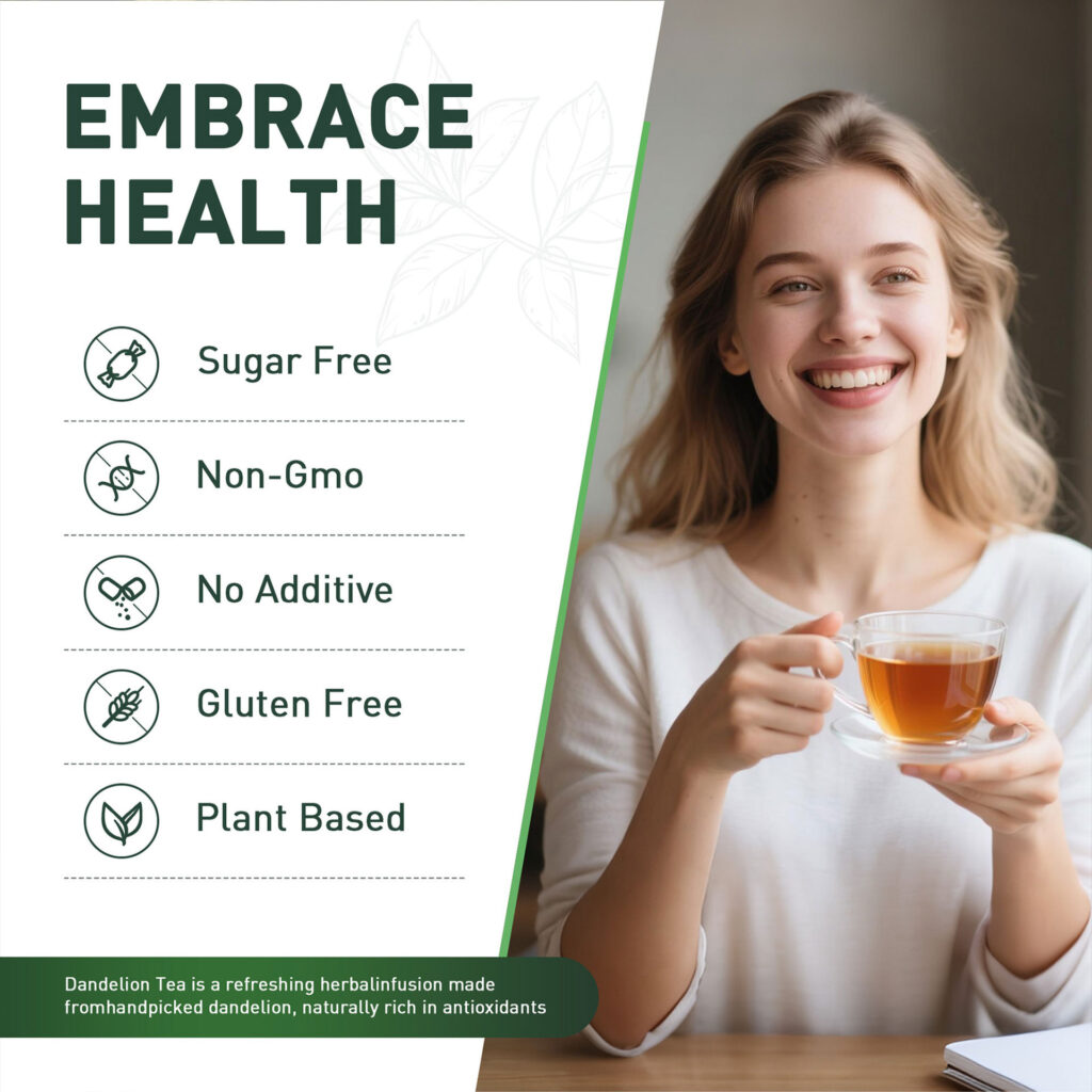 Organic Dandelion Leaf & Root Tea Bags, Caffeine-Free Herbal Detox Tea, Natural Digestive & Immune Support Tea for Men & Women Daily Wellness — View 6