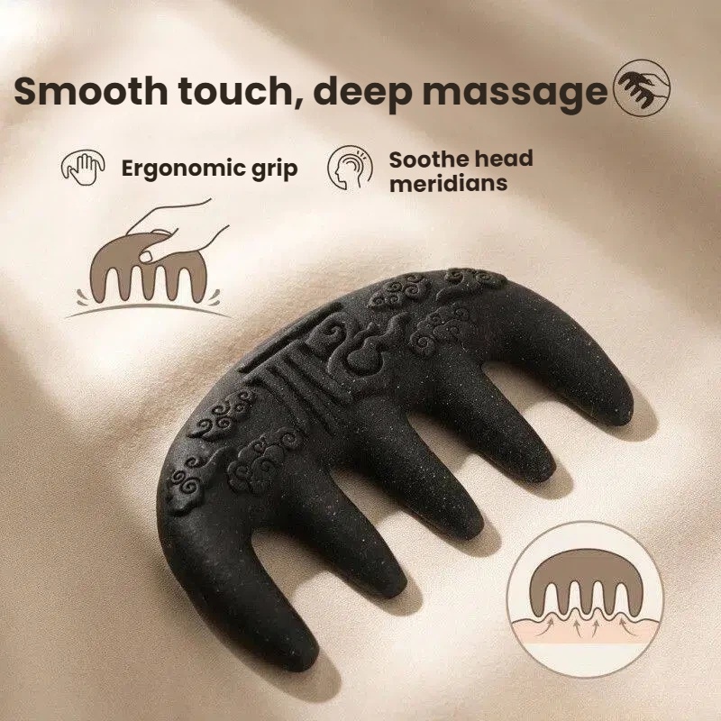 Traditional Oriental Medicinal Herb Scalp Massage Comb, Carved Blessing Meridian Comb with He Shou Wu, Aromatherapy Gua Sha Tool for Healthy Hair & Calm Mind — View 1