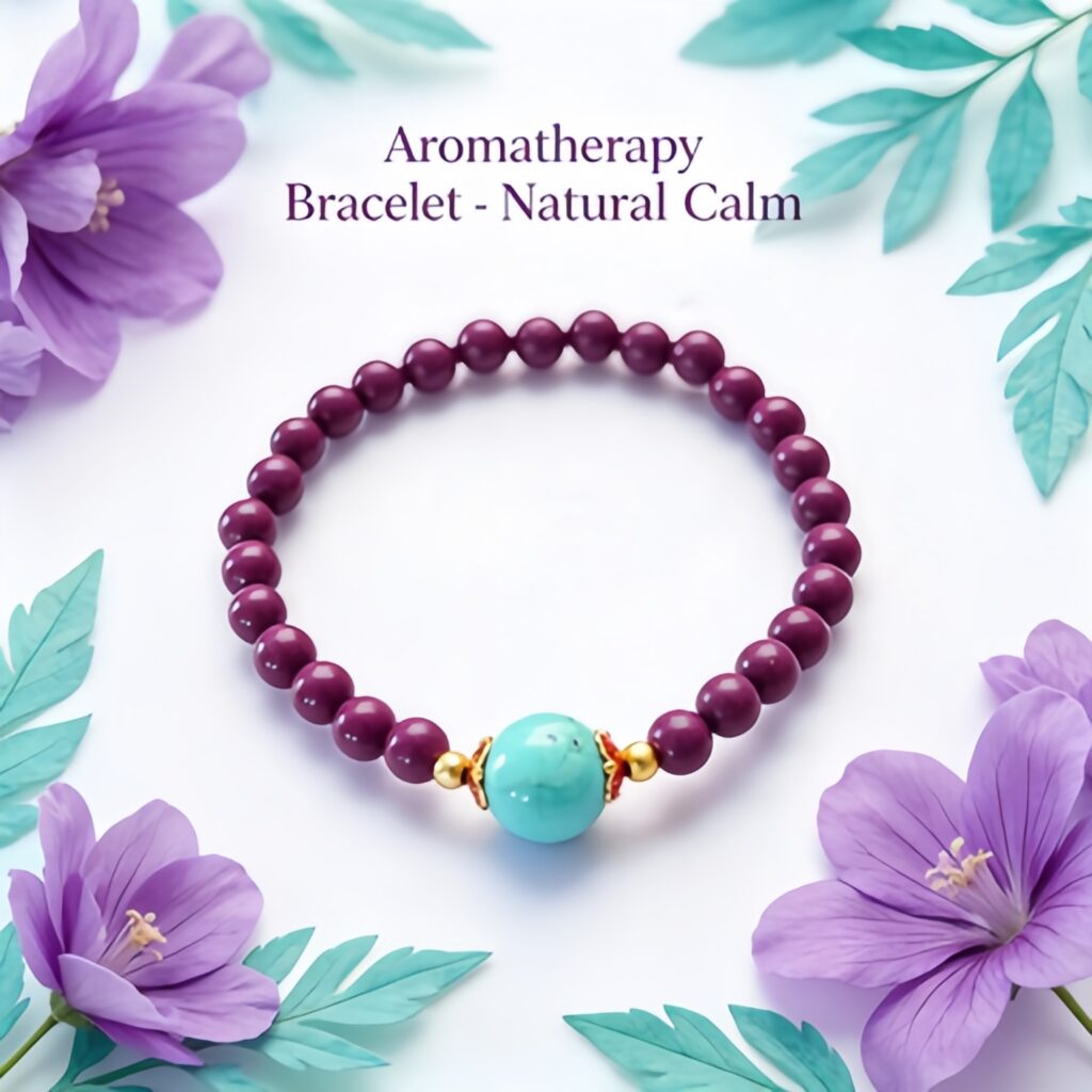 Premium Floral Spirit Herbal Incense Bracelet for Women, Natural Agarwood Sandalwood & Blue Agate Beaded Bracelet, Mood Lifting & Emotional Balance Aromatherapy Jewelry — View 2