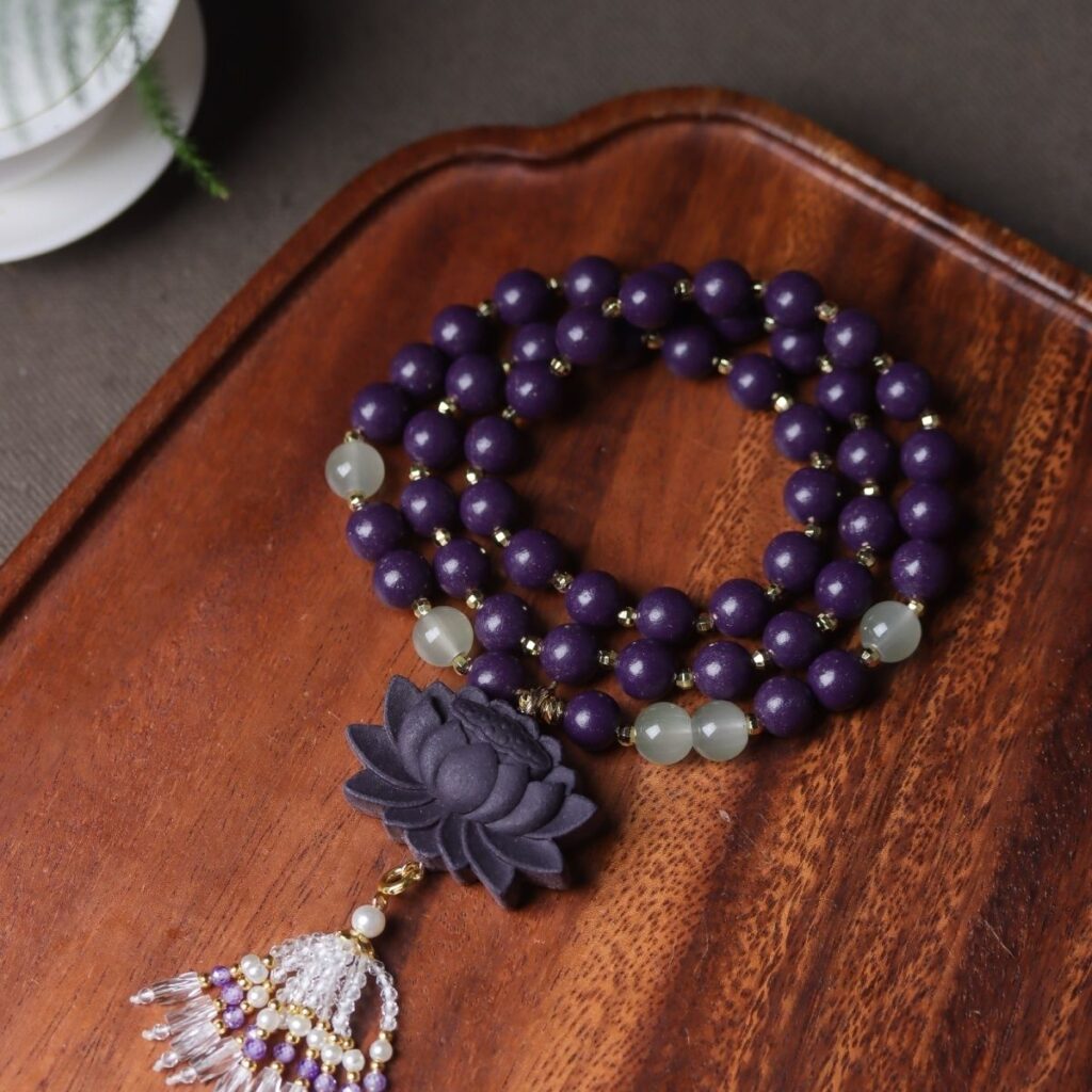 Traditional Herbal Aromatherapy Necklace | Handmade Lotus Incense Bead Pendant — View 1