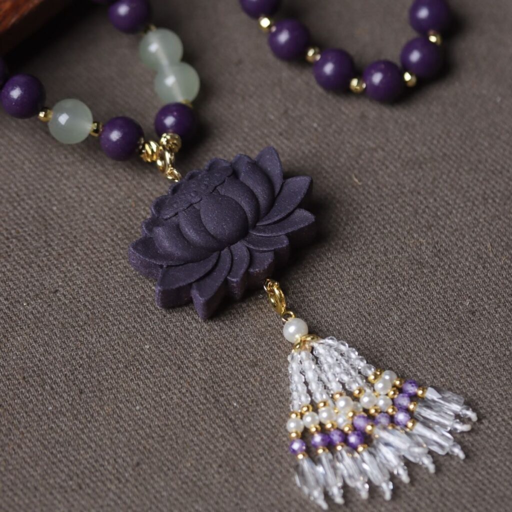 Traditional Herbal Aromatherapy Necklace | Handmade Lotus Incense Bead Pendant — View 5
