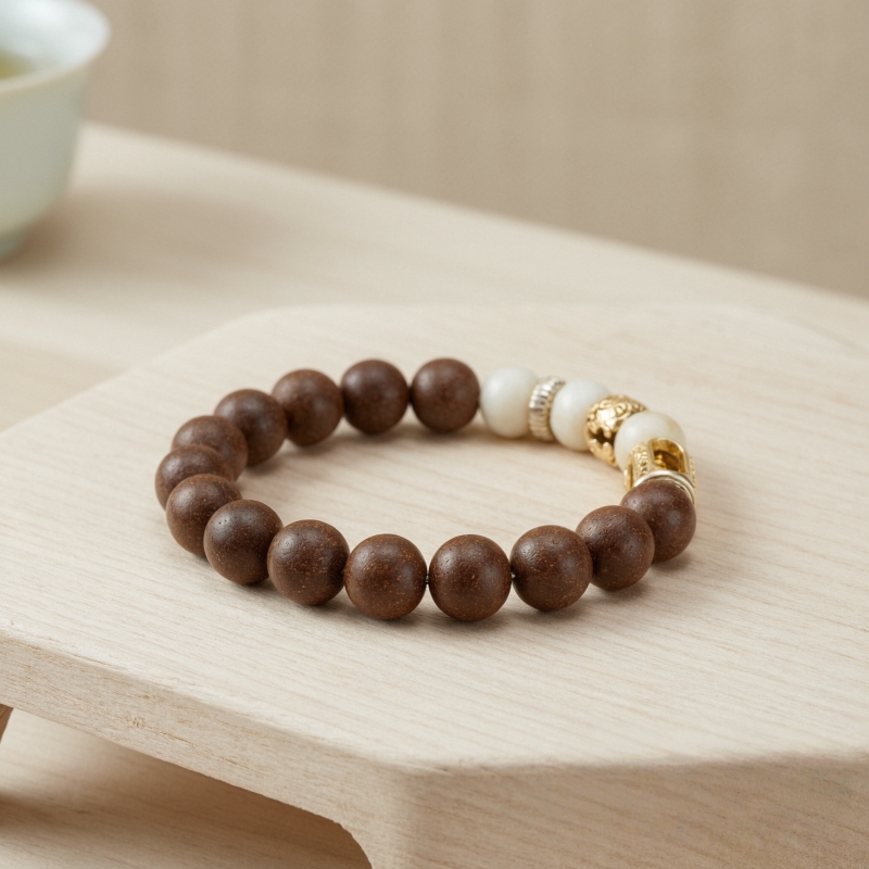 Wisdom Incense Bead Bracelet, Elegant Milky White Bead & Sacred Rune Metal Clasp Design, Natural Ambergris & Musk Blend Jewelry for Mental Stability, Emotional Smooth & Mood Relaxation &mdash; View 5