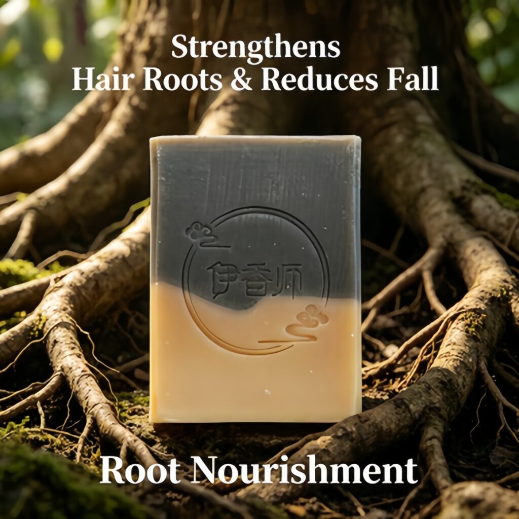 Natural Herbal Solid Shampoo Bar, Anti Hair Fall Hair Soap Infused with He Shou Wu & Biota Leaves, Hydrating Hair Care Bar for Healthy Darker Hair &mdash; View 3