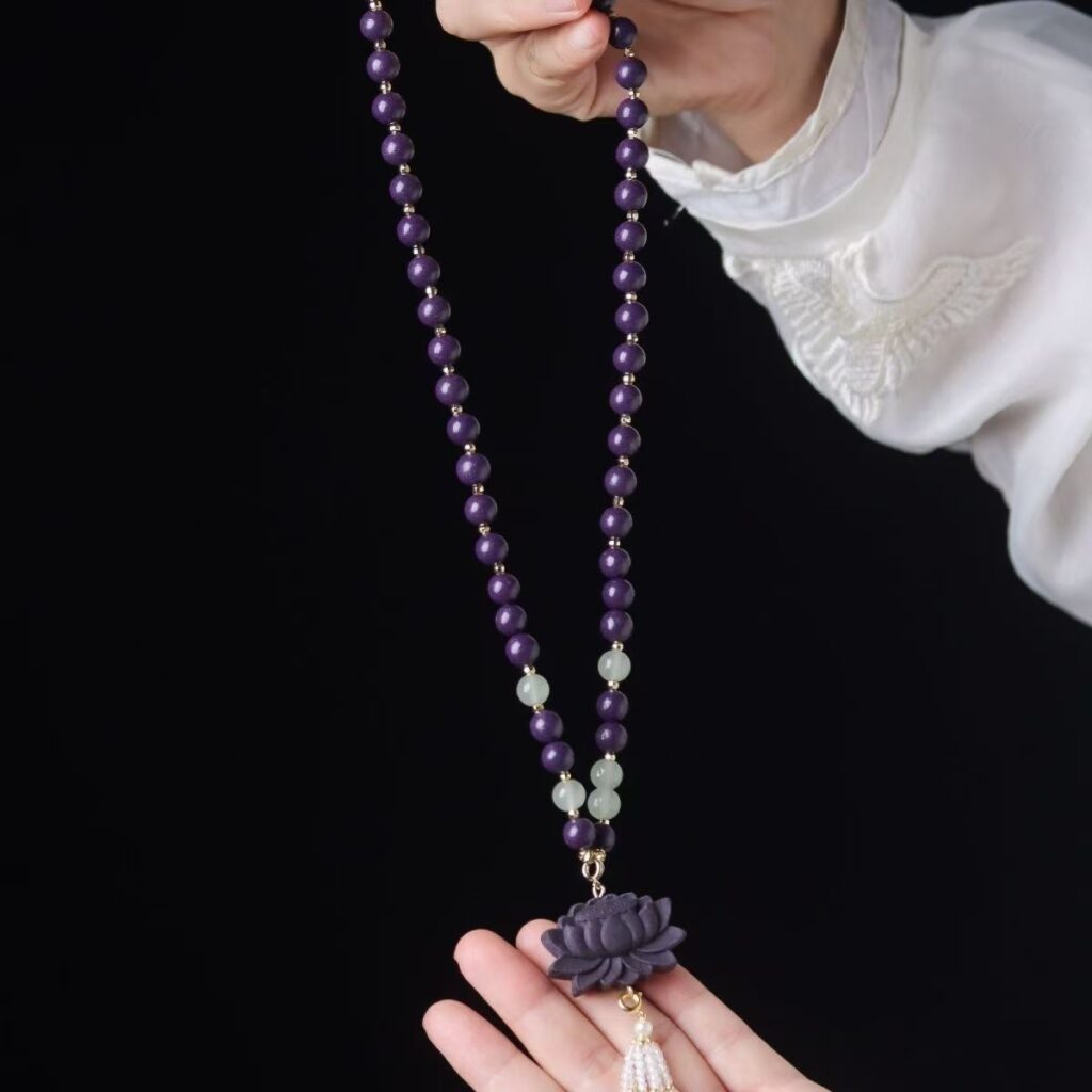 Traditional Herbal Aromatherapy Necklace | Handmade Lotus Incense Bead Pendant — View 8