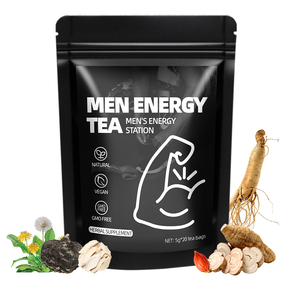 Caffeine-Free Men Energy Support Tea Bags, Premium Ginseng Jujube Mulberry Eucommia Flower Herbal Blend, Natural Daily Fatigue Relief & Physical Vitality Maintenance Tea — View 6