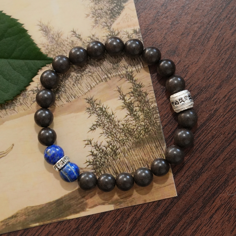 Pulsera de hierbas Ink Essence Vitality | Joyas de bienestar para aliviar la fatiga y la energ&iacute;a con n&uacute;cleo de esfera met&aacute;lica y cuentas esmaltadas de cinco colores - Vista 3 