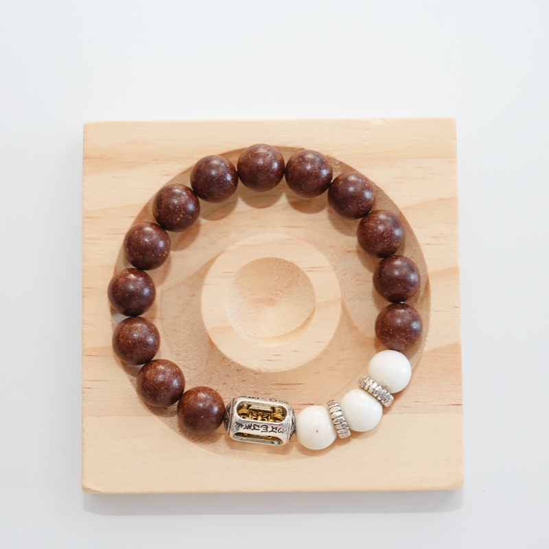 Wisdom Incense Bead Bracelet, Elegant Milky White Bead & Sacred Rune Metal Clasp Design, Natural Ambergris & Musk Blend Jewelry for Mental Stability, Emotional Smooth & Mood Relaxation &mdash; View 10