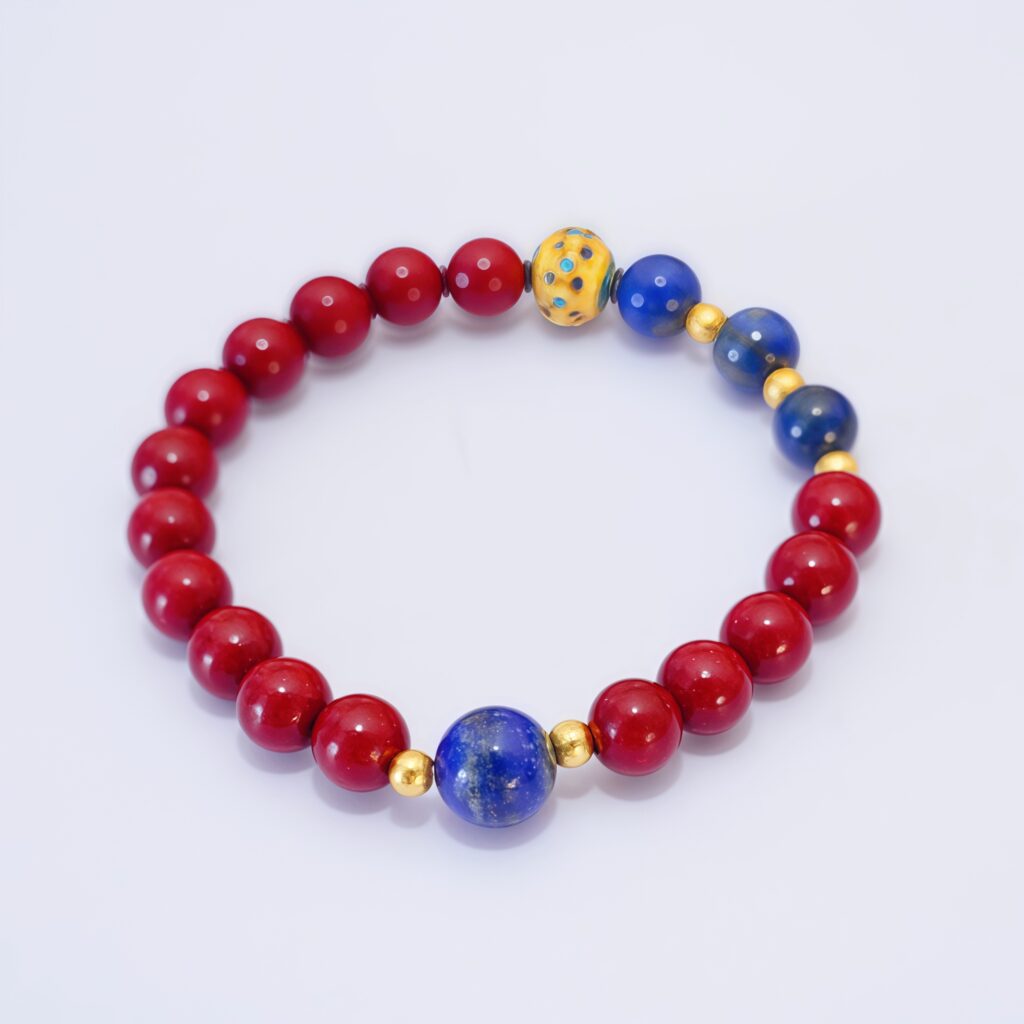 Fairy Blossom Soul Handgefertigtes R&auml;ucherst&auml;bchen-Armband, Premium-Schmuck aus blauem Kristall und blauen Metallperlen, Aromatherapie-Armband aus nat&uuml;rlicher Rose und Saflor, stimmungsentspannendes und das innere Temperament f&ouml;rderndes Wellness-Ornament &ndash; ​​Ansicht 8
