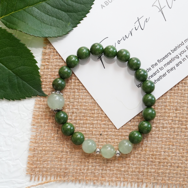 Green Crystal Sleep Support Incense Bracelet | Natural Bug Repellent Jewelry — View 11