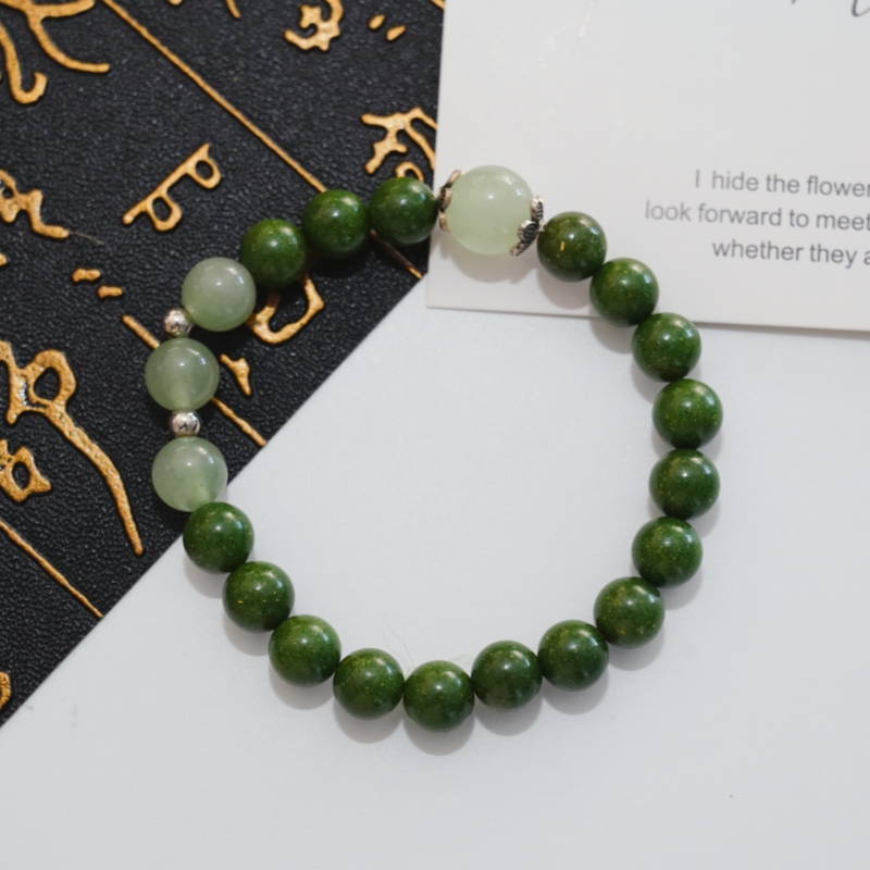 Green Crystal Sleep Support Incense Bracelet | Natural Bug Repellent Jewelry — View 5