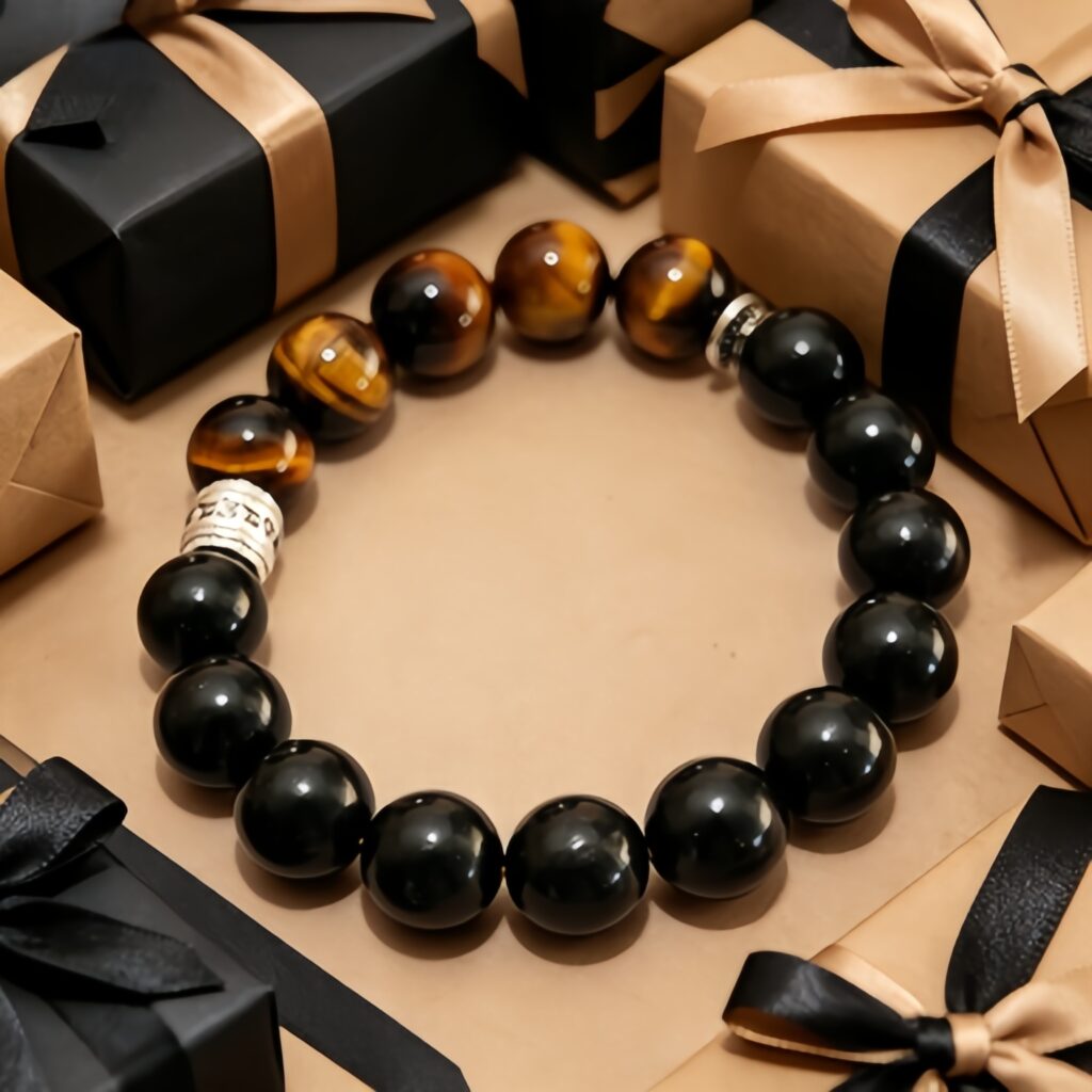 12mm Premium Ambergris Blend Aroma Bracelet | Brown Vein Crystal & Metal Clasp Vitality Mood Wellness Jewelry — View 5