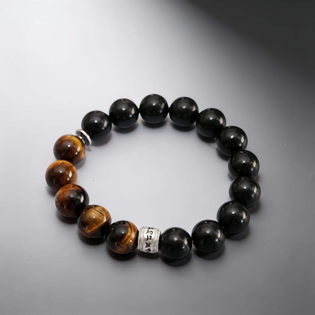 12mm Premium Ambergris Blend Aroma Bracelet | Brown Vein Crystal & Metal Clasp Vitality Mood Wellness Jewelry — View 6