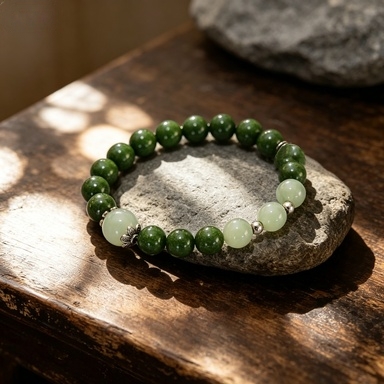 Green Crystal Sleep Support Incense Bracelet | Natural Bug Repellent Jewelry — View 1