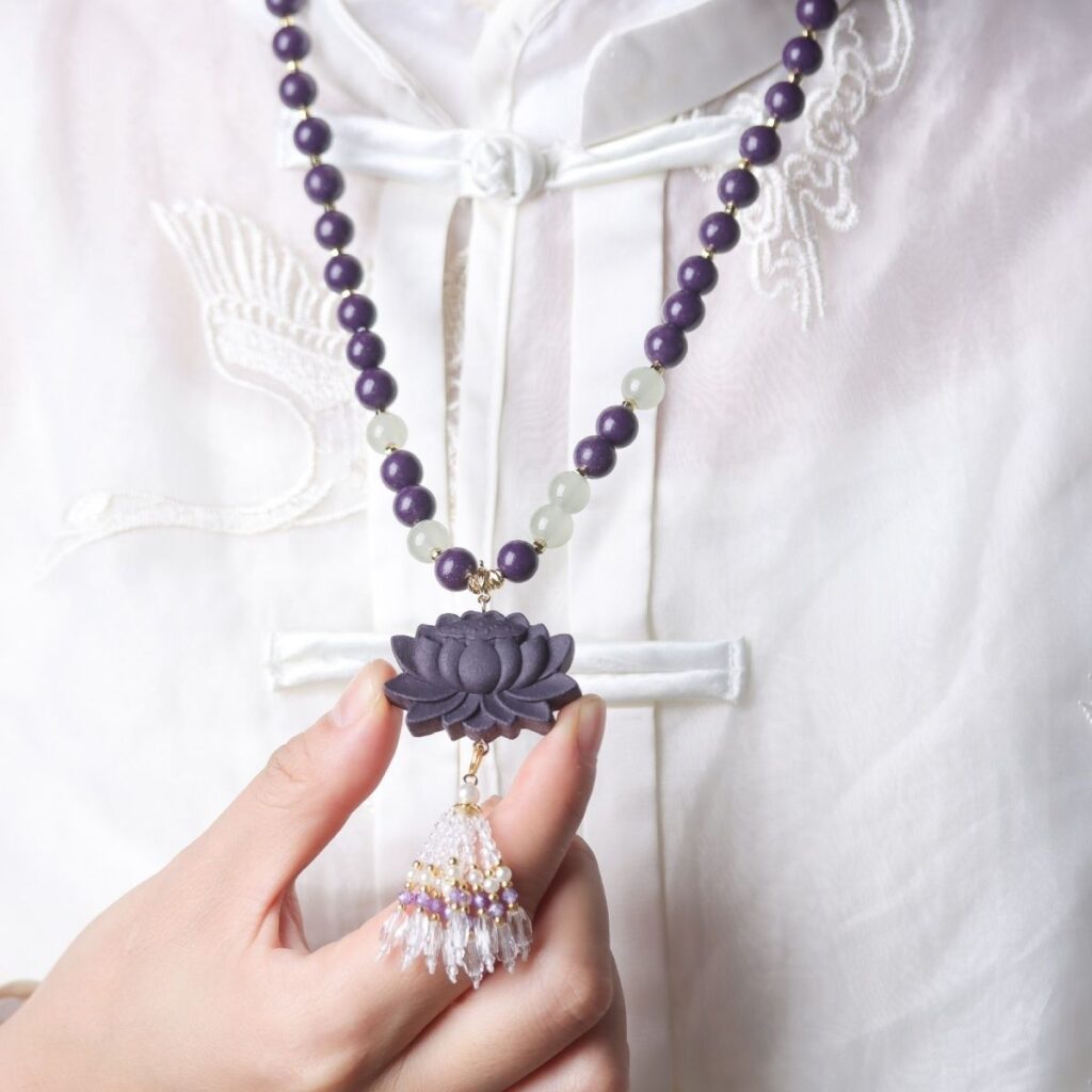 Traditional Herbal Aromatherapy Necklace | Handmade Lotus Incense Bead Pendant — View 9