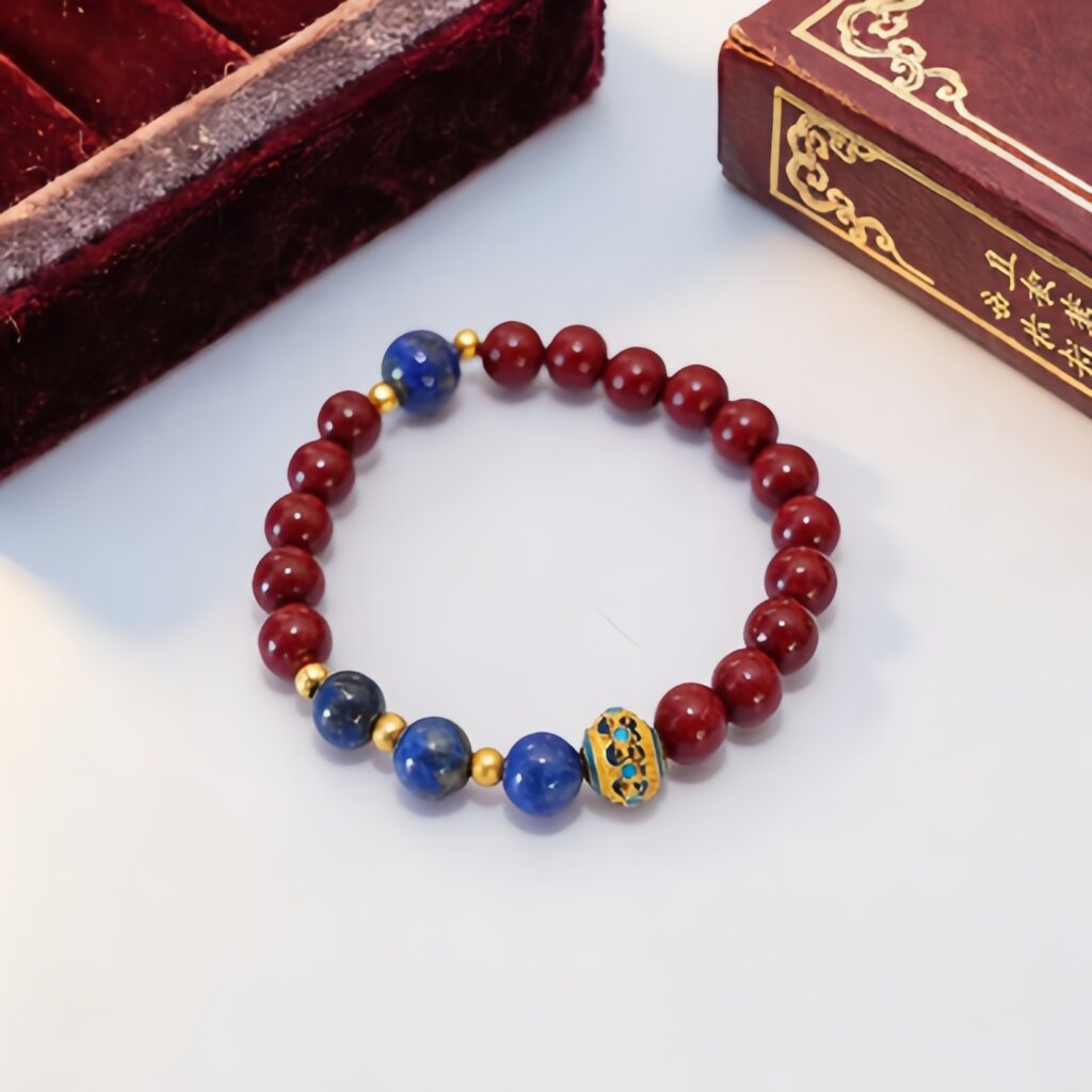 Fairy Blossom Soul Handgefertigtes R&auml;ucherst&auml;bchen-Armband, Premium-Schmuck aus blauem Kristall und blauen Metallperlen, Aromatherapie-Armband aus nat&uuml;rlicher Rose und Saflor, stimmungsentspannendes und das innere Temperament f&ouml;rderndes Wellness-Ornament &ndash; ​​Ansicht 2