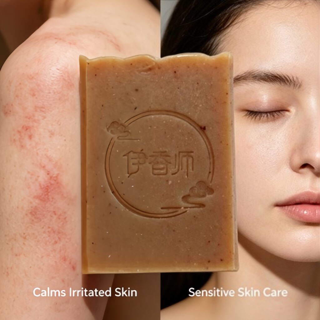 Handmade Moutan Bark Herbal Cold Process Soap, Peony Infused Oil Cleansing Bar, Natural Botanical Face Soap For Blemish & Acne Prone Skin, Balancing Moisture Bar &mdash; View 3