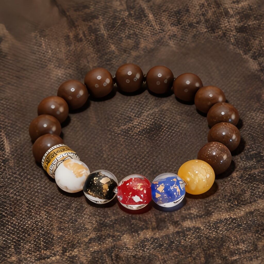Oriental Herbal Aromatherapy Beaded Bracelet | Vitality Calming Talisman Bracelet with 5‑Color Symbol Beads &mdash; View 2