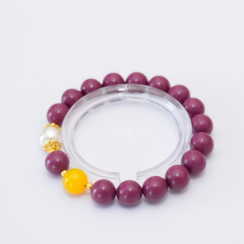 Luxury Floral Wood Aroma Bracelet, Handcrafted Blossom Wisdom Incense Beads with Citrine, Pearl & Gold Spacers, Mental Clarity & Positive Mood Wellness Jewelry — View 5