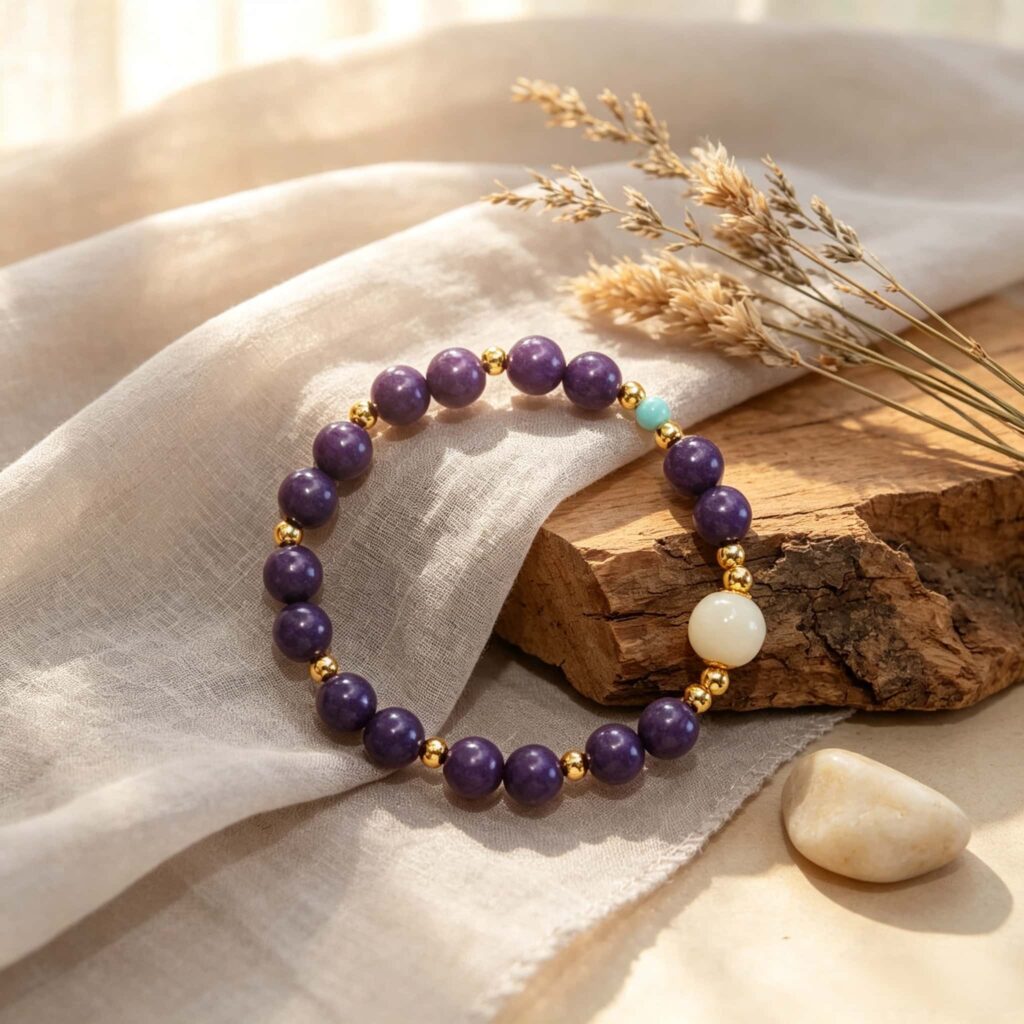 Taihe Purple Cloud Aromatherapy Bracelet | Purple Oriental Spiritual Scent Bead Jewelry — View 6