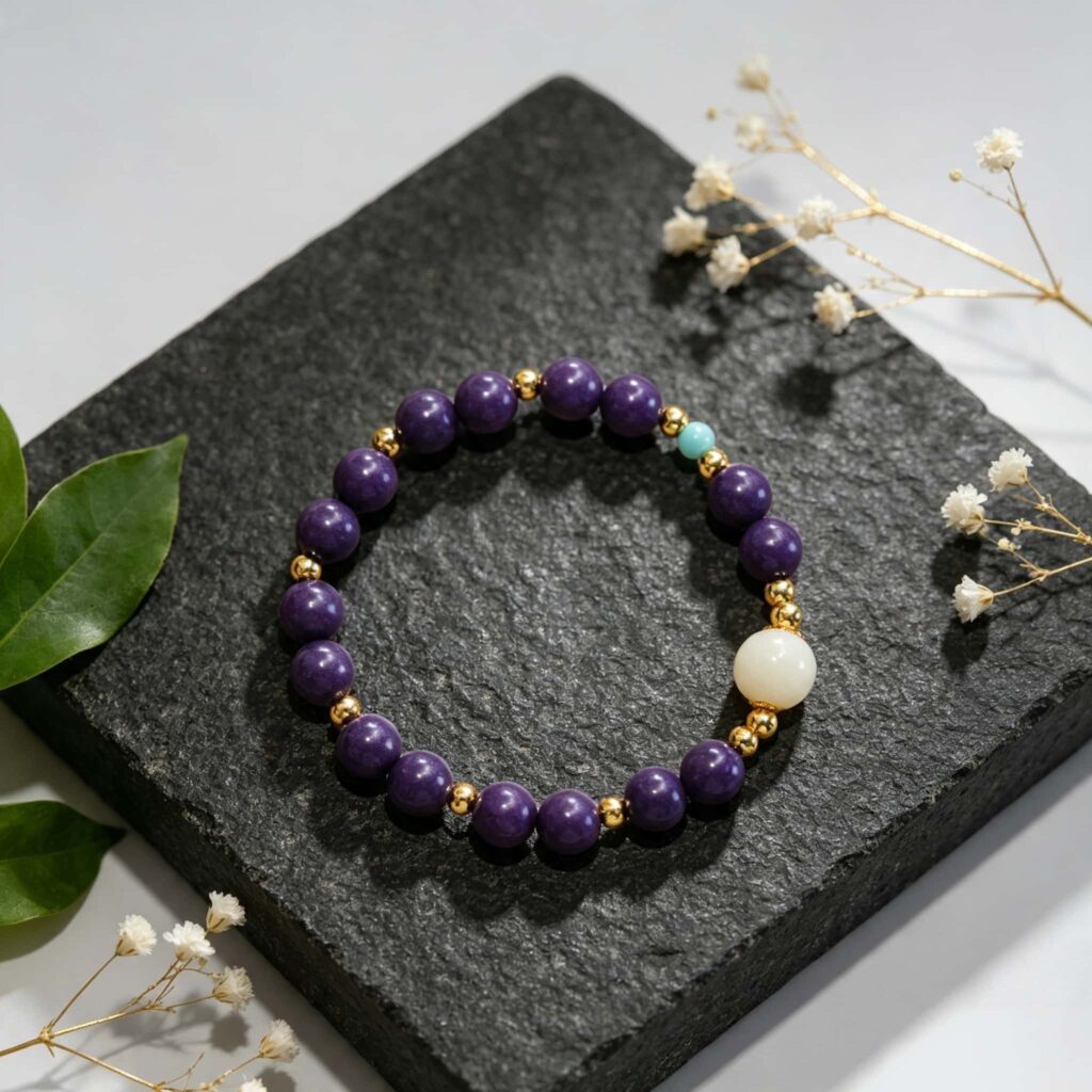 Taihe Purple Cloud Aromatherapy Bracelet | Purple Oriental Spiritual Scent Bead Jewelry — View 3
