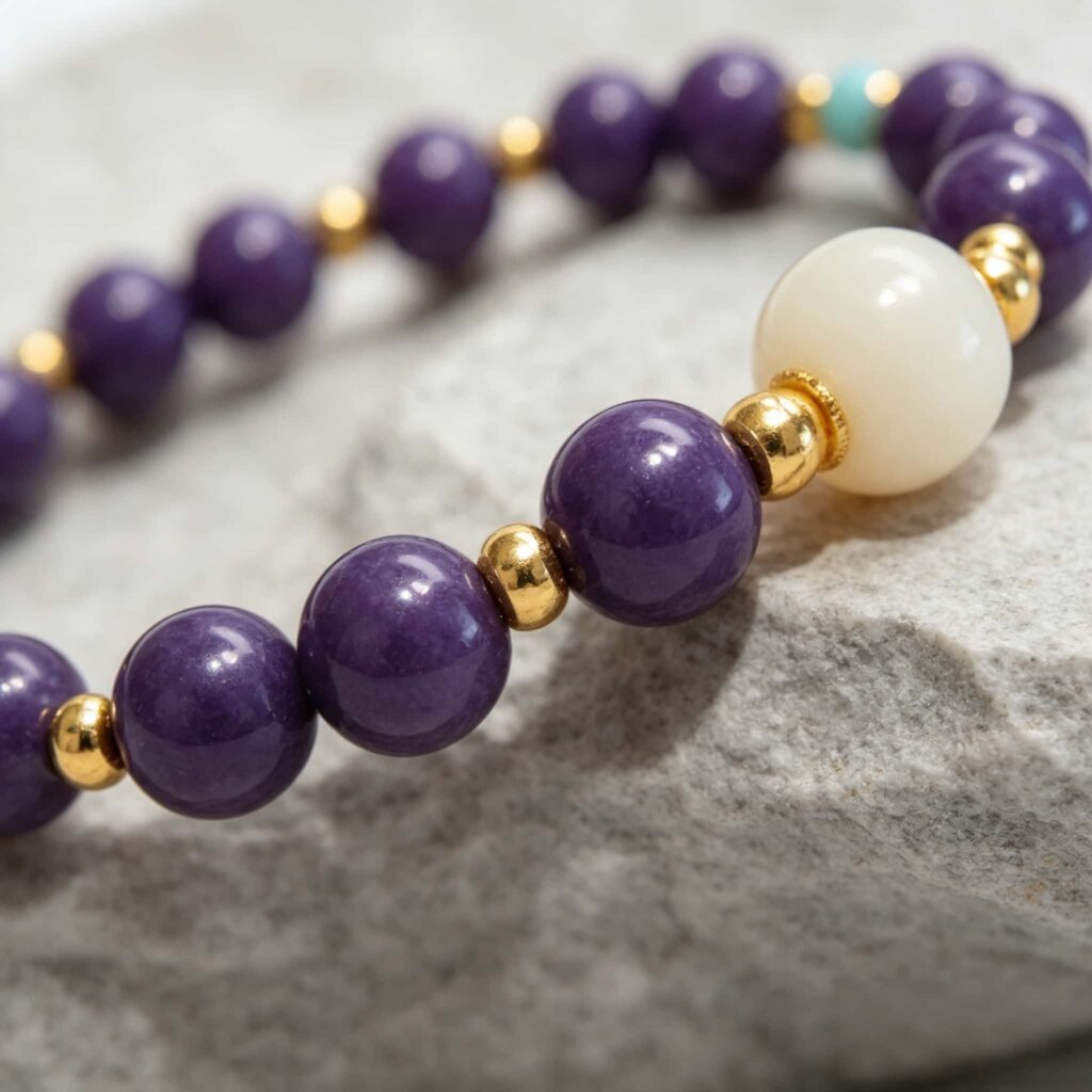 Taihe Purple Cloud Aromatherapy Bracelet | Purple Oriental Spiritual Scent Bead Jewelry — View 4